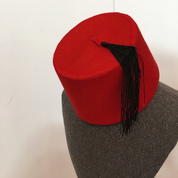 Vintage Accessories Vtg Red Fez Hat With Tassel Aladdin Shriner